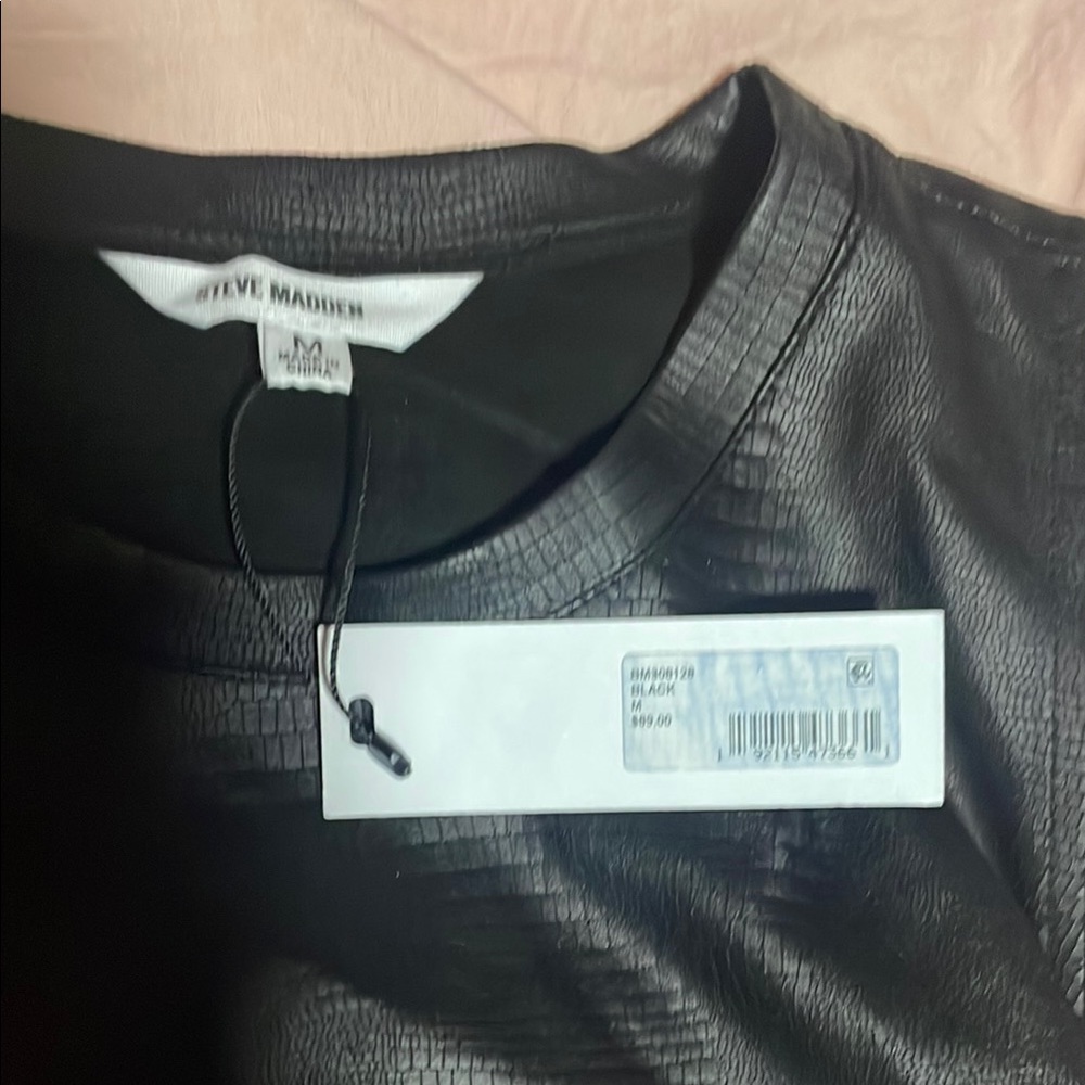 Steve Madden Black Faux Leather Top